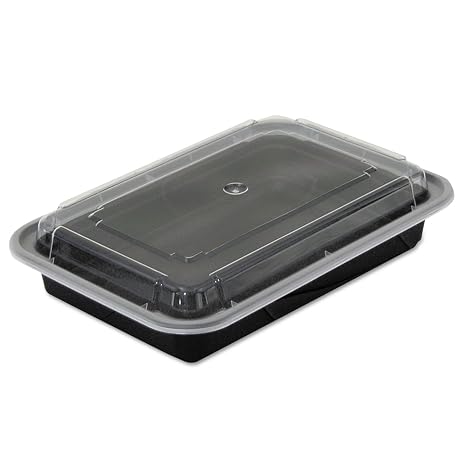 Pactiv NC868B Versatainers, 28 oz, 1.57" Length, 0.77" Width, 1.77" Height, Black/Clear (Pack of 150)