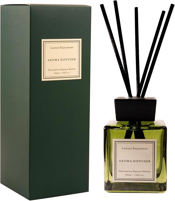 XEPTLE Hotel Colletion Reed Diffuser, Clean White Floral Fragrance with Bergamot & Warm White Musk, Air Freshener, Home Fragrance Diffuser with 5 Reeds for Bedroom Bathroom Office Decor, 7.04oz, Green