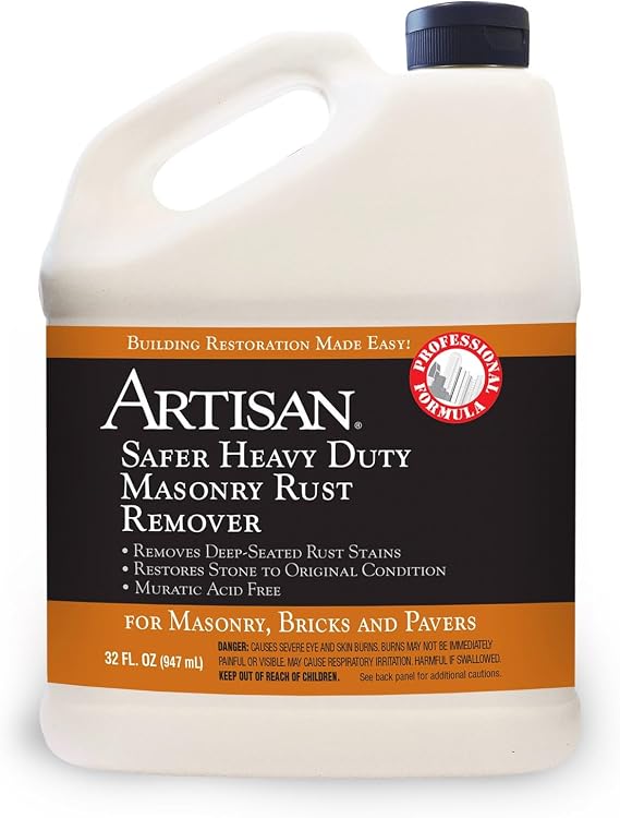 ARTISAN Safer Heavy Duty Masonry Rust Remover for Masonry, Bricks, and Pavers, 32 Fl. Oz. / 947 ML