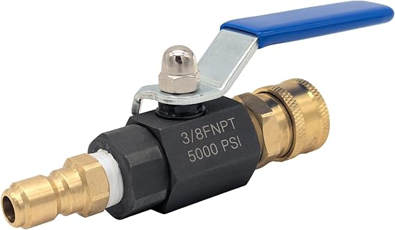 Ultimate Washer UW11-PWABV038 Power Washer Ball Valve Kit 3/8-Inch Male Plug X 3/8-Inch Female Quick Connect, 5000 PSI for High Pressure Hoses