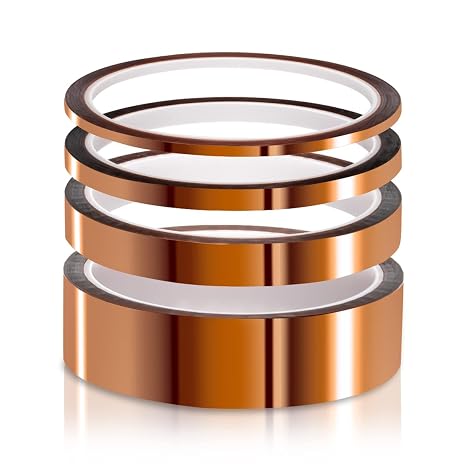 ELEGOO High Temp Tape, 4 Pack Polyimide High Temperature Resistant Tape Multi-Sized Value Bundle 1/8, 1/4, 1/2, 1 with Silicone Adhesive for Masking, Soldering etc.