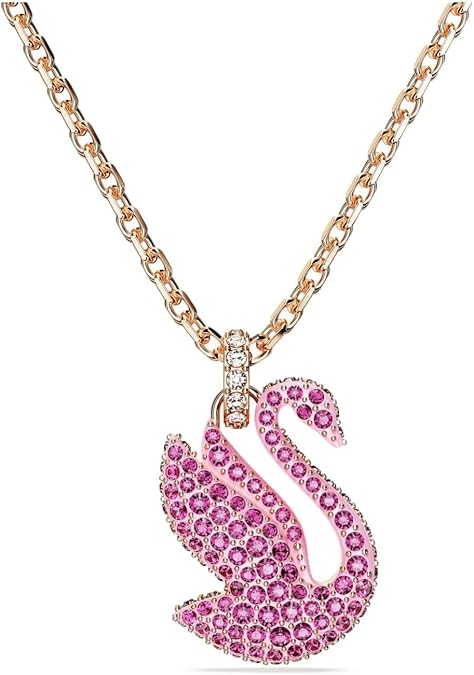 Swarovski Iconic Swan Pendant Necklace, Pink, Rose Gold Plated