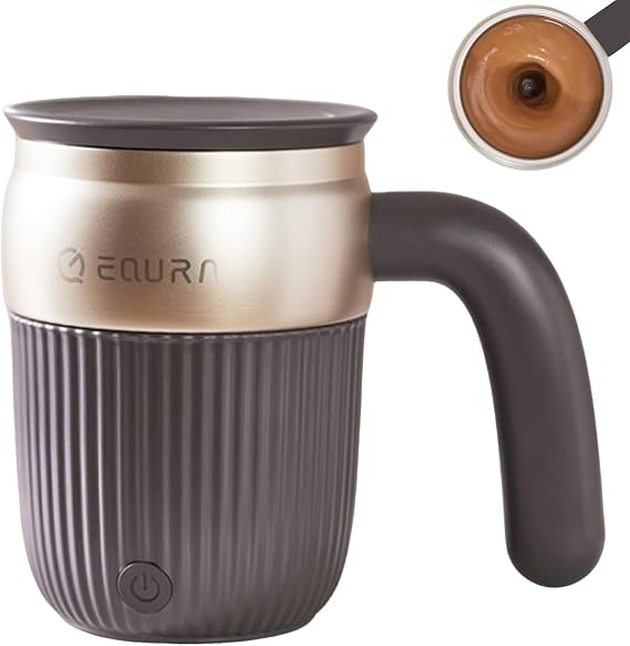 Self Stirring Coffee Mug, Rechargeable Magnetic Stirring Cup, Thermos, Electric Mixing Mug with Lid for Coffee/Milk/Cocoa and Other Beverages - 15 Oz (Gray)