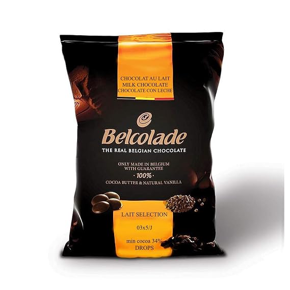 Belcolade Belgian Chocolate - Milk Chocolate Discs,#34;Lait Selection, 33.5% Cocoa, 11 Lb.5kg. Bag
