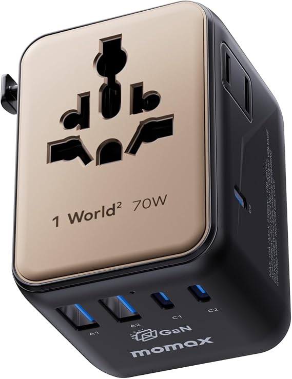 MOMAX 70W Universal Travel Adapter 7-in-1 GaN International Power Adapter