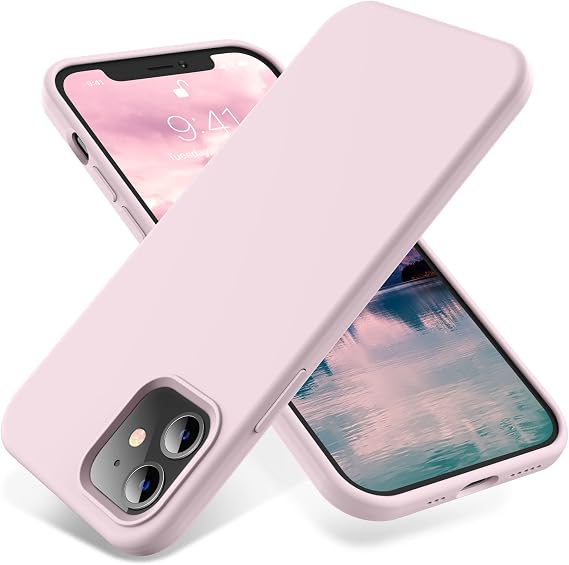 iPhone 12 Case, iPhone 12 Pro Case, OTOFLY 6.1 Inch 2020 Silky Soft Touch Series Premium Soft Liquid Silicone Rubber Full Body Protective Bumper Case Ice Pink