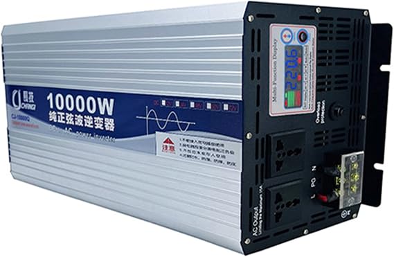 Power Inverter 10000W /12000W Pure Sine Wave Inverter 12V/24V/48V/60V to 110/220V Converter with LCD Display Dual AC outlets & USB for RV Truck Car,10000W-110Vto12v
