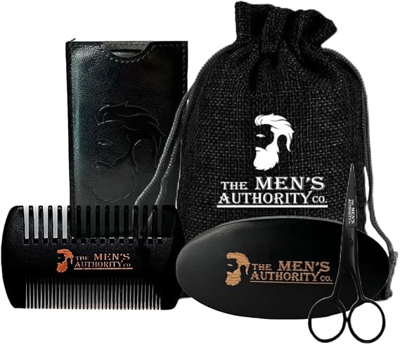 M. A. C. Beard Grooming Kit - Boar Bristle Brush, Trimming Scissor, Comb & Portable Travel Bag
