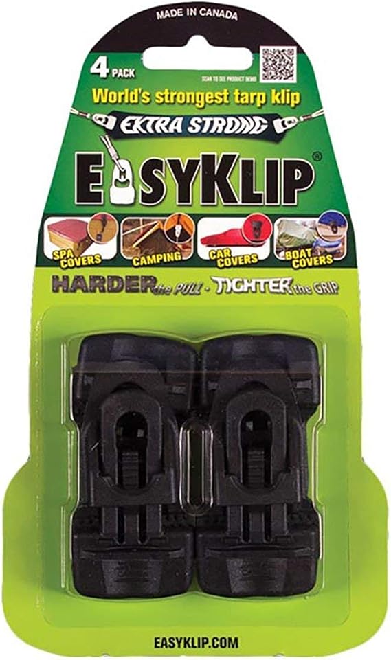EasyKlip 4101 Midi Tarp Clip, 4-Pack, Black
