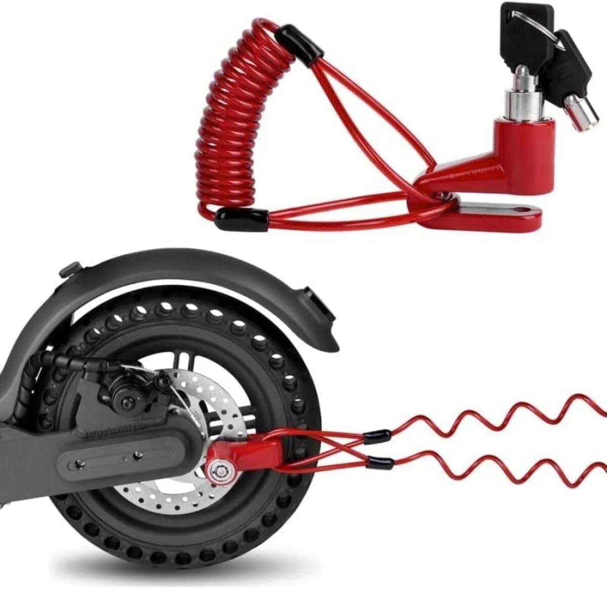 2-Piece Safety Set Disc Lock + Spiral Steel Rope Scooter Superior Protection For Bicycle Motorcycle