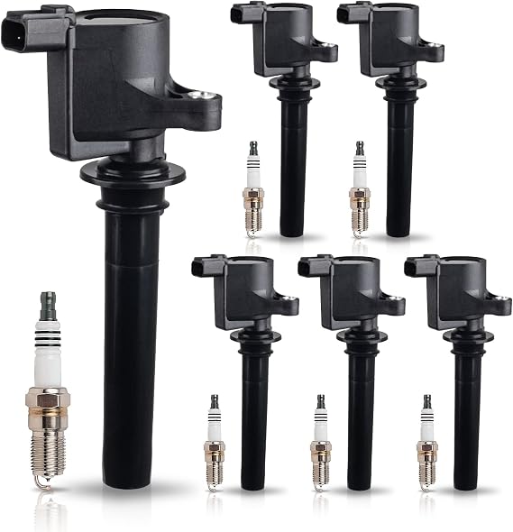 DG500 Ignition Coil Pack Spark Plugs Compatible with 3.0L 2001 2002 2003 2004 2005 2006 2007 2008 Ford Escape Freestyles Taurus 500 Five Hundred Mazda Tribute Mercury Mariner Montego Sable Set of 6