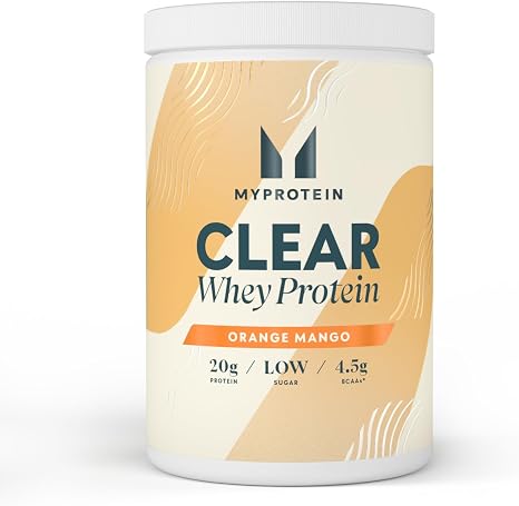 Myprotein Clear Whey Isolate Protein Powder Orange Mango 20 Servings 20 g High-Quality Protein Fruity Protein Drink with Low Sugar Refreshing Low-Calorie Protein Water
