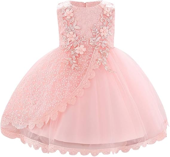Lace Flower Girls Sequins Bow Tutu Dress for Infant Baby Christening Baptism Communion Birthday Party Wedding Dresses