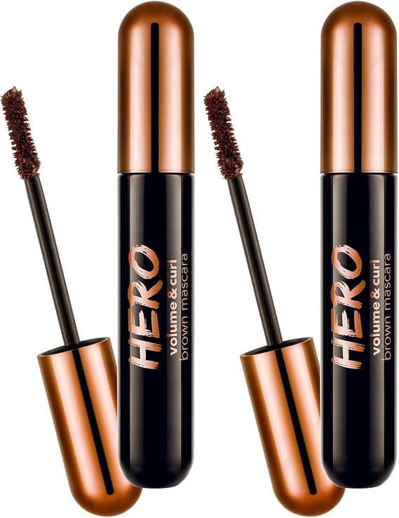 Hero Volume & Curl Yoğun Hacim Veren Nemlendirici Etkili Kahverengi Maskara (2 paketi)