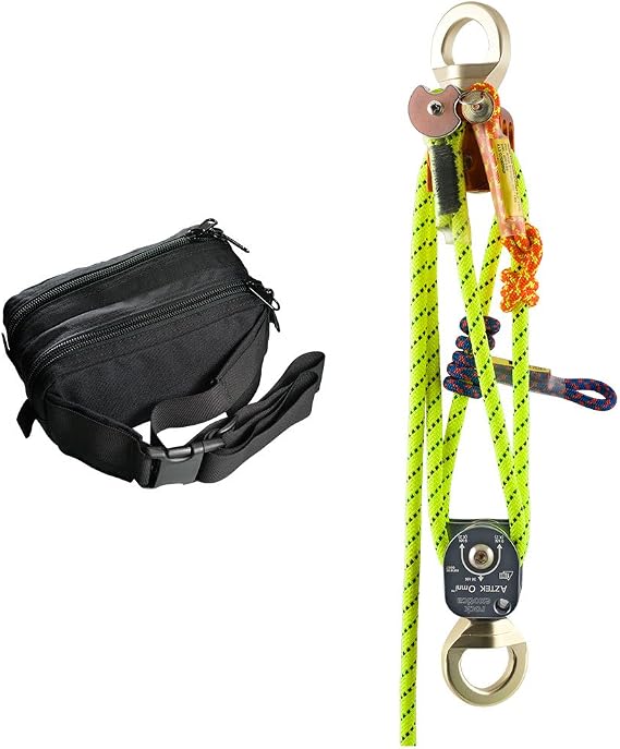 Rock Exotica Aztek Pulley Kit Personal Mechanical Advantage System Offering 4:1 or 5:1 Mechanical Advantage and Personal Edge Restraint Made in The USA