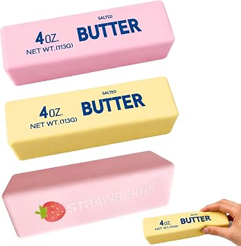 3 Pieces Butter Squeeze Toys, Giant Realistic Bread Slow Rising Stress Relief Fidget Toy Soft Squeeze Ball Party Favor Gift Jumbo Squeezy Cheese