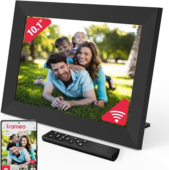 Frameo WiFi Digital Picture Frame 10.1 inch | 32GB Storage, Touchscreen, Auto Rotate, Motion Sensor, Weather and Calendar Digital Frame, Memory Card Slot, Remote | CLICKid SNAP10 Digital Photo Frame