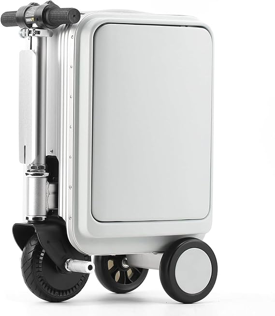 Smart Rideable Suitcase for Adults,20L Electric Luggage Scooter with One-Button Telescopic,Load 110kg,Mileage 8-12KM,Removable Battery Silver