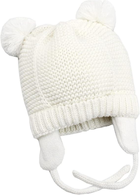 Baby Beanie Earflaps Hat - Infant Toddler Girls Boys Soft Warm Knit Hat Kids Winter Hat with Fleece Lining