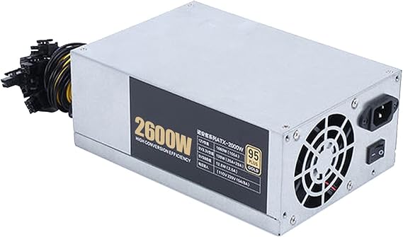 3200W/2600W/2400W/2000W ETH Mining Machine Power Supply 2U 10x6pin 95% Efficiency Support Multi-GPU for Bitcoin Mining(2600W)