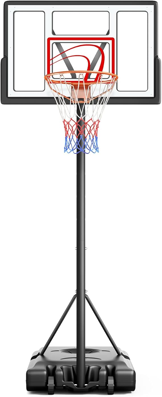 Adjustable Basketball Hoop Outdoor 10FT, Basketball Portable Hoops & Goals, 44 Inch Backboard, for Kids, Youth, and Adults in The Backyard, Driveway