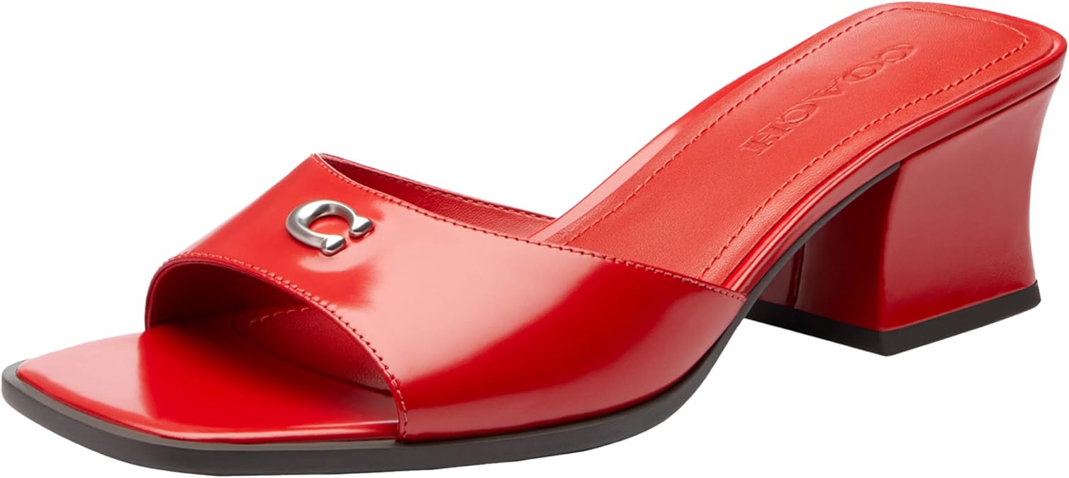 COACH womens Holly Block Heel Sandals With Quilting