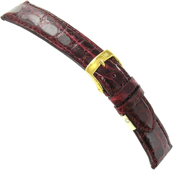 16mm Milano Italy Bordoux Genuine Certified Crocodile Stitched Watch Band