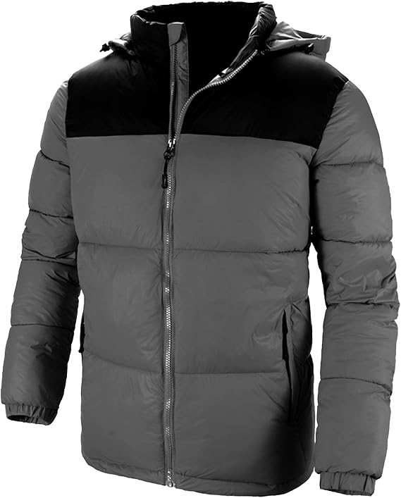 Men's Casual Color Down Jackets Warm Thicken Ski Puffer Coat Trendy Stand Collar Bubble Climbing Jacket (Grey,Medium)