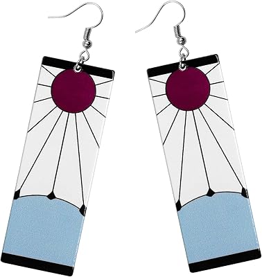 Tanjiro Earrings Hanafuda Earrings For Men Women Demon Slayer Cosplay Clip On Light-Weight Comfortable Wearing