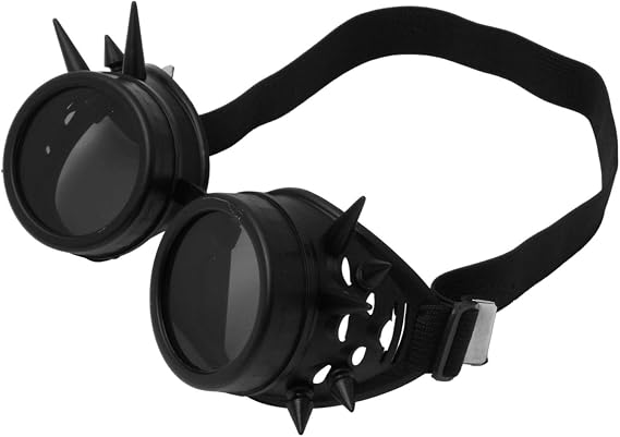 Black Unisex Steampunk Goggles Gothic Burning Man Halloween Costume Eye Wear Party Glasses, Victorian Novelty Gothic Punk Steampunk Costume Goggles