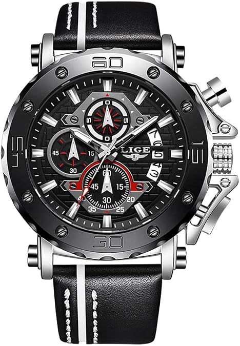 Gosasa Fashion Luxury Men Watches Chronograph Date Leather Strap Luminous Sport Watch Quartz Waterproof Business Wrist Watch for Male