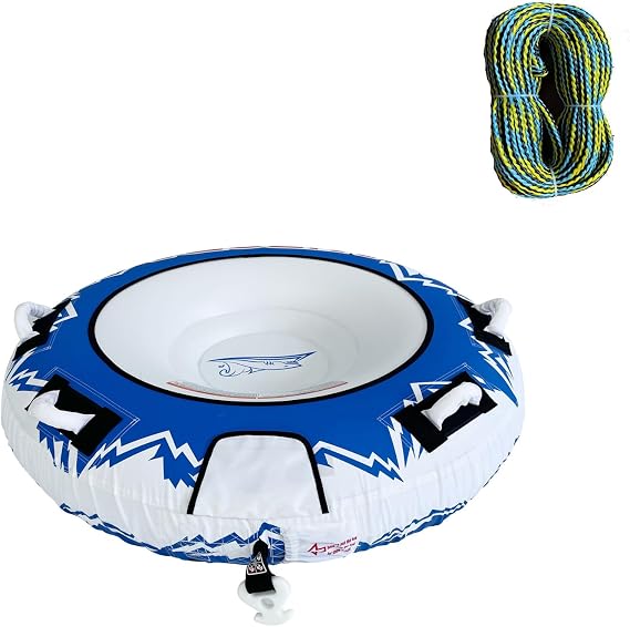 48" Towable Tubes for Boating & Snow Sledding, 2-in-1 Inflatable Water Tube with 46ft Tow Rope, All-Season Heavy Duty Lake Float for 1-2
