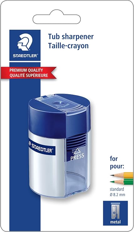 Staedtler Metal Single Hole Sharpener with Tub (511001BK)