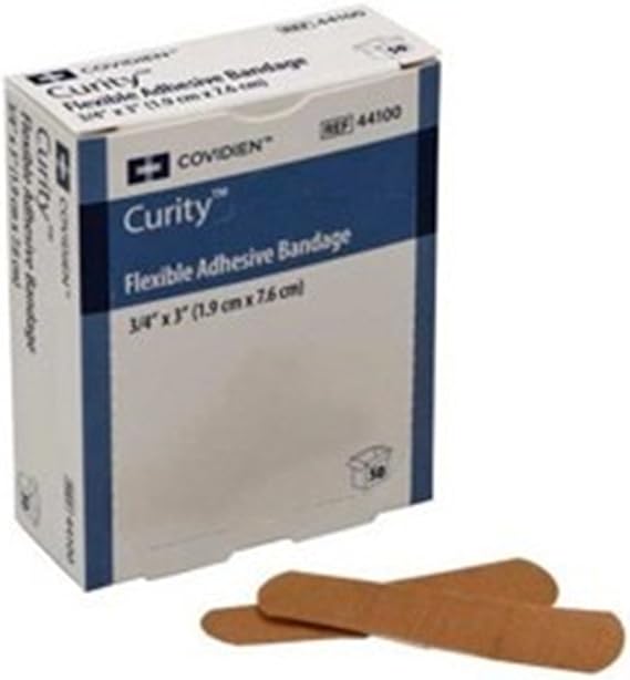 Kendall/Covidien 44100 Curity Adhesive Fabric Bandage 3/4 x 3" Flexible Tan BX/50