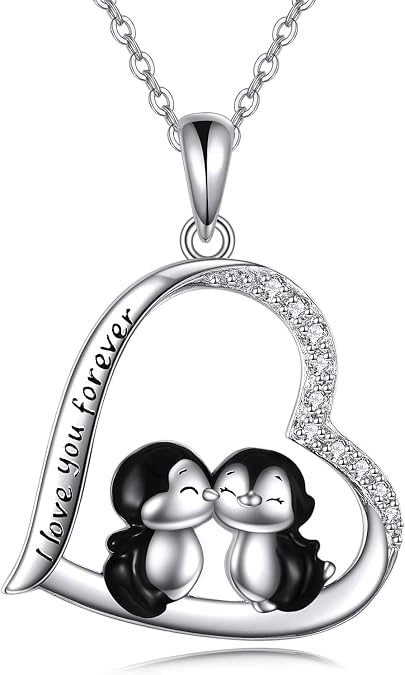 YAFEINI Animal Necklace S925 Sterling Silver Cat/Penguin/Pig/Duck/Elephant/Peacock/Capybara/Horse Pendant Necklace Animal Jewelry Gifts for Women Mom Wife