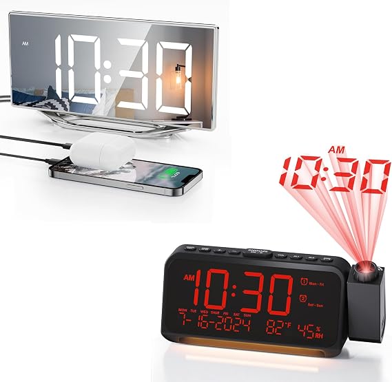 Roxicosly Mirror Alarm Clock+Projection Alarm Clock