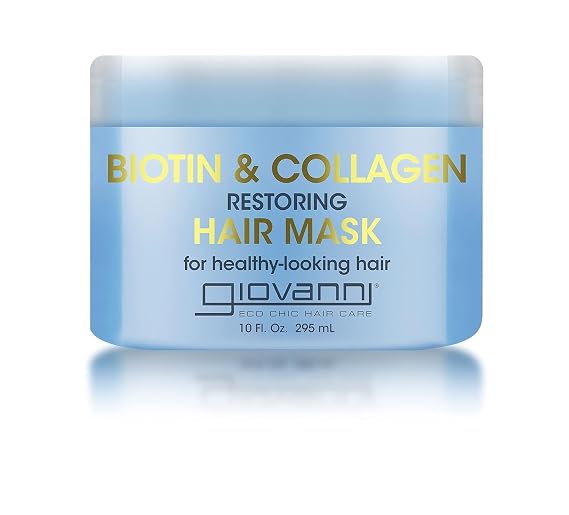 GIOVANNI Biotin & Collagen Hair Mask, Deeply Conditions, Detangles, 10 oz