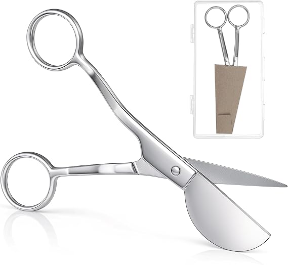 6" Duckbill Applique Scissors, Double Bent Curved Offset Handle Scissor Stainless Steel Silver Duckbill Shears Embroidery Applique Scissors for Embroidery Fabric Cutting Thread Knitting Sewing Crafts