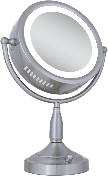 Zadro 11 Dia. Incandescent Lighted Makeup Mirror with Magnification 8X/1X Dimming Desk Mirror with Light 2 20-Watt Bulbs