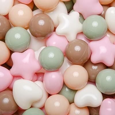 TRENDPLAY Ball Pit Balls Big Star Heart Shapes for Toddlers Kids, BPA Free, for Soft Play, Pool, Tent, Party,50 100 200 500 pcs
