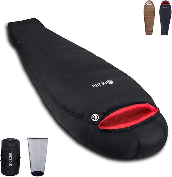Sleeping Bag, Mummy Type, 660FP Luxury Down Sleeping Bag for Winter