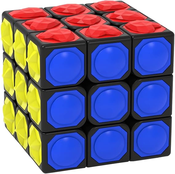AMAZA 3x3 Speed Cube Black 3x3x3 Magic Speed Cube Puzzles Fidget Toys Tactile Cube Special Puzzle Touch Twist Patch Visually Impaired Cube Toys for Kids and Adult