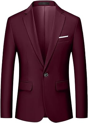 Mens Blazers Slim Fit Daily Business Casual Sport Coat One Button Blazer Lightweight Solid Work Office Suit Jacket