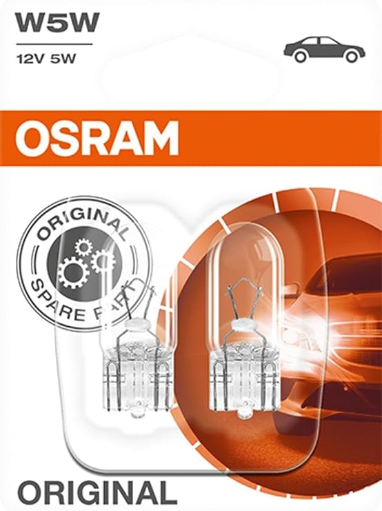 Osram Orijinal W5 W Halojen, Konum ve Plakası Işığı Double Blister beyaz 2825-02B