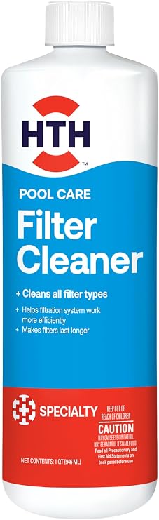 HTH 67227 Swimming Pool Care Filter Cleaner, Quickly and Effectively Cleans and Prolongs Life of Pool Filter, Improves Filtration Efficiency, Compatible with All Filter Types, 32oz