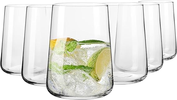 Krosno Water Glasses Set of 6, 16.6 oz, Infinity Collection