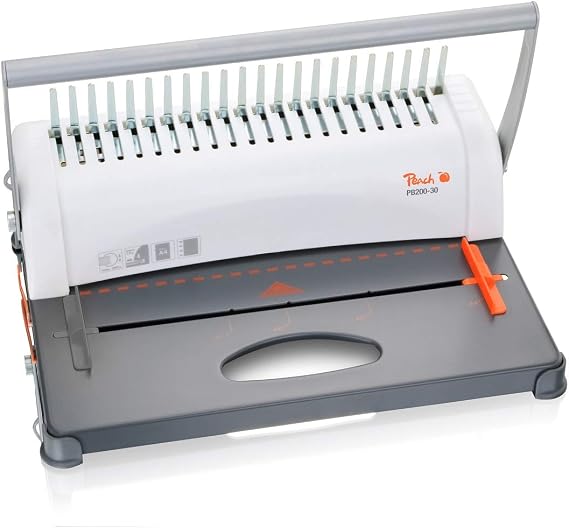 Peach PB200-30 Plastic Binding Device | Star Binder Pro - DIN A4 | Price/Performance Winner | Binds 350 Sheets | Max. 38 mm Binding Spine, 12 Sheets Punching Capacity, incl. 15-piece Starter Set