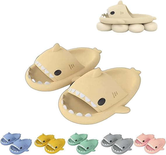 Sharky Chanclas, Cloud Shark Slides, 2023 Summer Anti-slip Unisex Cute Cartoon Shark Slippers Soft Beach Slippers