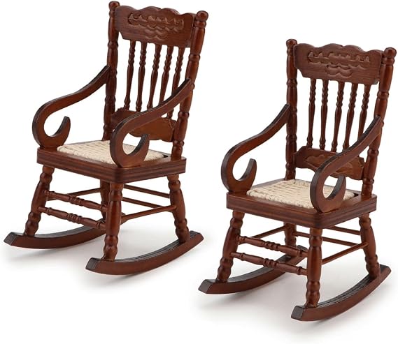 2 Pack Dollhouse Furniture 1 12 Scale Rocking Chair Miniature Accessories