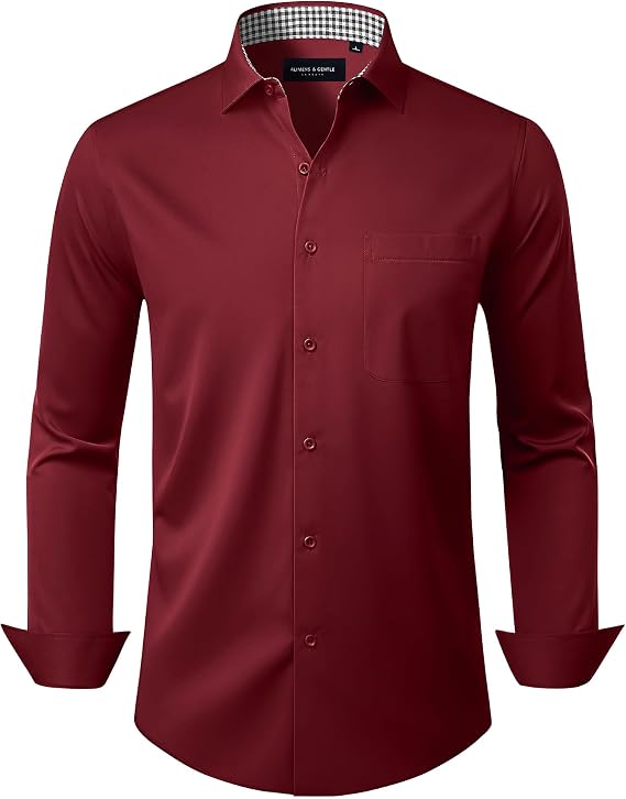 Alimens & Gentle Mens Dress Shirt Long Sleeve Button Down Shirt with Pocket